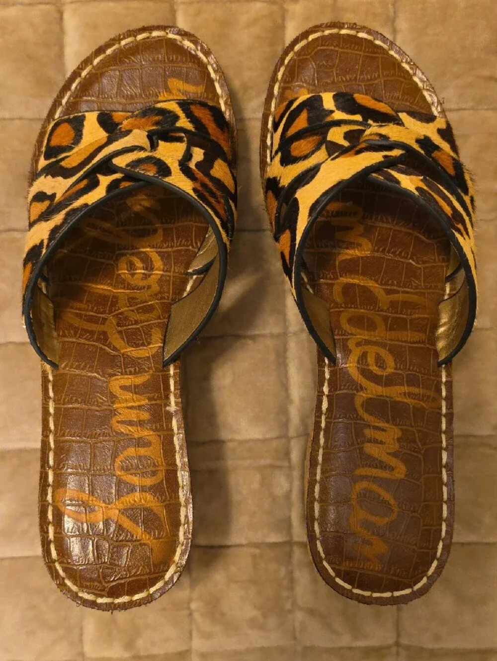 Sam Edelman Leopard Cork Platform Wedge Sandals